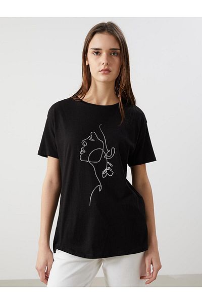 LC Waikiki Tricou de damă cu imprimeu LCWAIKIKI Classic Crew Deck