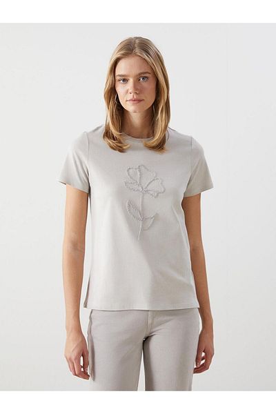 LC Waikiki Γυναικείο μπλουζάκι με στάμπα LCW Vision Crew Neck