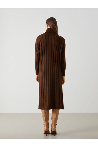 LC Waikiki Brown Turtleneck Women's Knitwear Dress
