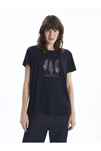 LC Waikiki Γυναικείο μπλουζάκι με στάμπα LCWAIKIKI Classic Crew Neck