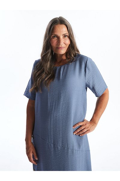 LC Waikiki Rochie de damă, dreaptă, cu mânecă scurtă, cu gât