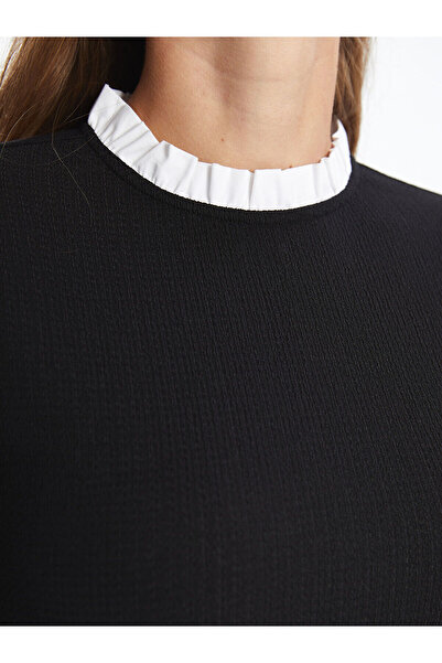 LC Waikiki Dámské šaty – výstřih, pevné, s dlouhým rukávem