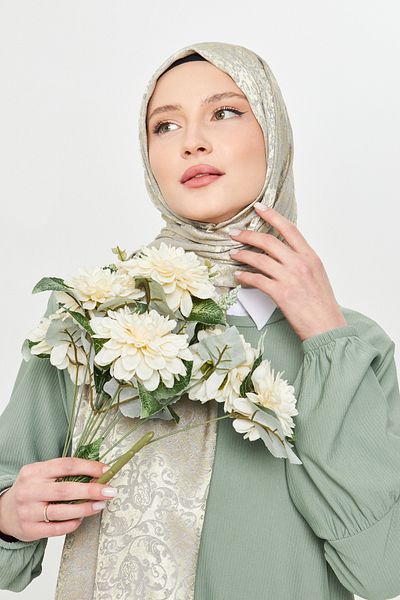 Scarf Gi Shine Bohemian Jacquard Shawl - Gold Gray