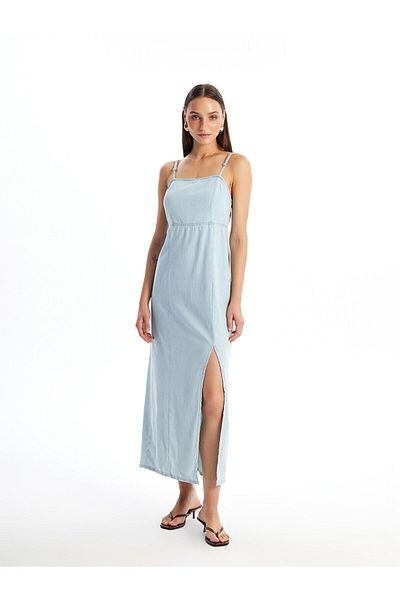 LC Waikiki Square Collar Straight Strap Women's Jean Dress