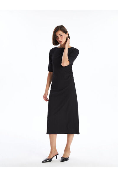 LC Waikiki Γυναικείο φόρεμα με λαιμόκοψη με υφή LCW