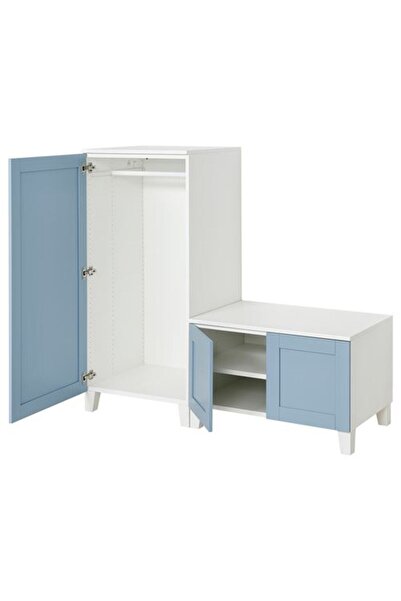 IKEA PLATSA, PLATSA dolap sistemi, beyaz-mavi, 140x57x133 cm