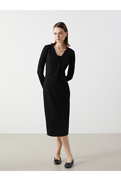 LC Waikiki Ozmarka New Season Crew Neck Dress and Cardigan