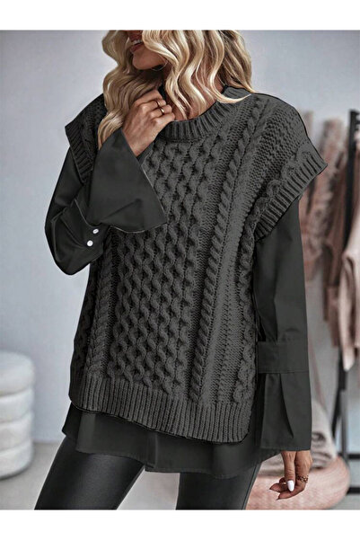 YUGA KNİTTİNG Knit Detailed Knitwear Women's Suede