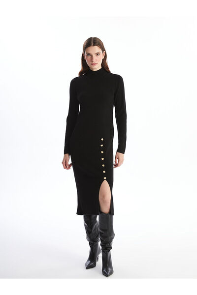 LC Waikiki Lcwaikiki Basic Black Half Turtleneck Women's Knitwear Dress