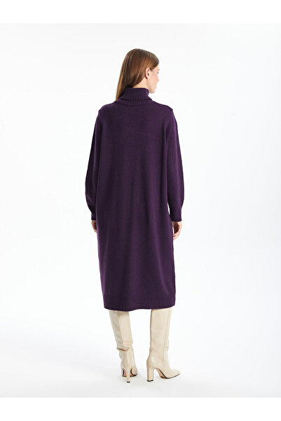 LC Waikiki Rochie de damă supradimensionată din tricotaj - cu gât țesut, cu mânecă lungă solidă