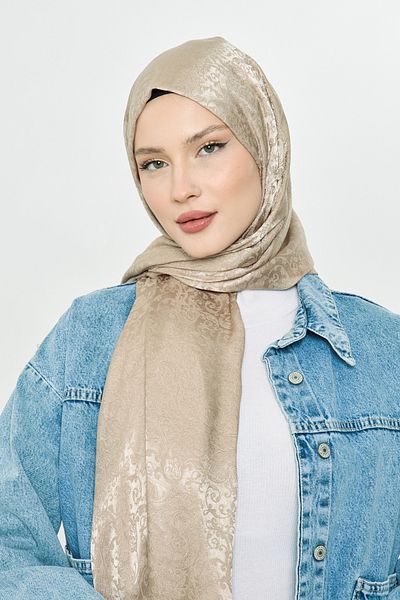 Scarf Бохемски жакардов шал Gi Shine - Кафе с мляко