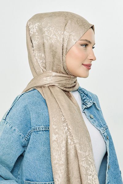 Scarf Бохемски жакардов шал Gi Shine - Кафе с мляко