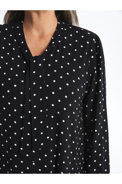 LC Waikiki Black V-Neck Polka Dot Dress