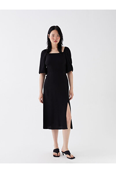 LC Waikiki Obyčejné marocké dámské šaty se čtvercovým límcem