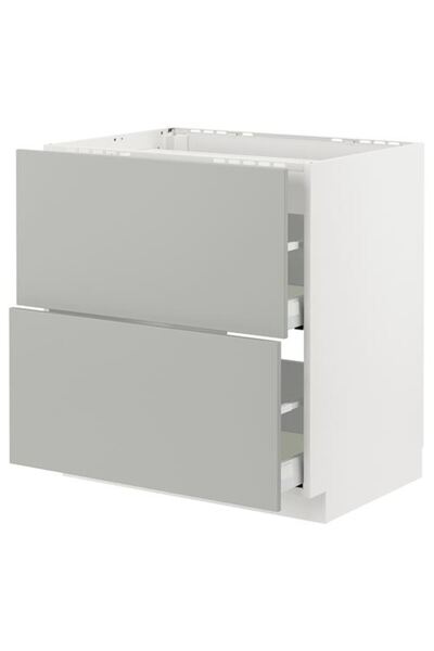 IKEA METOD/MAXIMERA, ocak alt dolabı, HAVSTORP açık gri, 80x60 cm