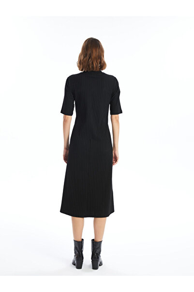 LC Waikiki Damenkleid mit Stehkragen, einfarbig, kurzärmelig