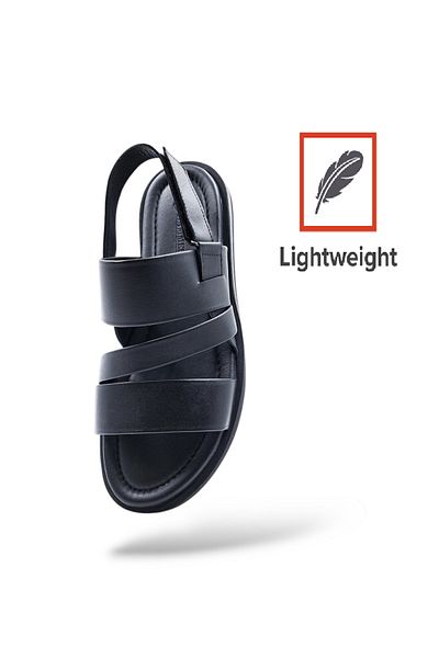 Hammer Jack Ανδρικά πέδιλα Comfort με μαύρο Velcro από γνήσιο δέρμα ελαφριάς σχεδίασης