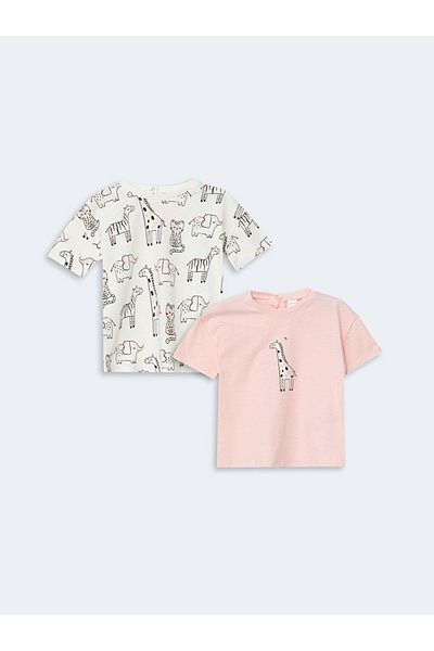 LC Waikiki Lcw Baby Crew Neck Printed Baby Girl Blouse 2Pcs