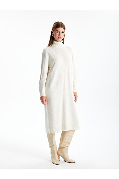 LC Waikiki Turtleneck Straight Long Sleeve Oversize Women's Knitwear Dress