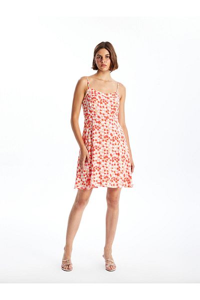 LC Waikiki Heart Collar Floral Women's Dress