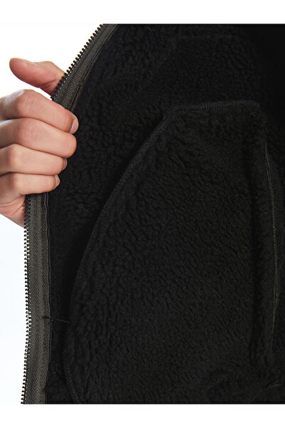 LC Waikiki Shirt Collar Plain Suede Look Women's Coat