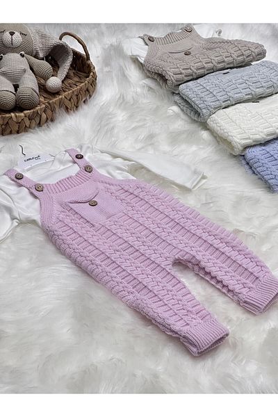 LİTTLELAND Combed Cotton Pocket Knitwear Slopet Jumpsuit