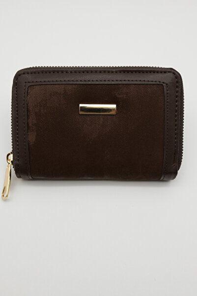 TAKIBOX Brown Suede Zippered Wallet