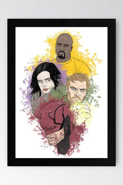 Saturn Pictură înrămată The Defenders - Poster de desene animate Marvel