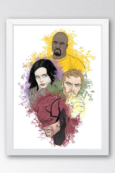 Saturn Pictură înrămată The Defenders - Poster de desene animate Marvel