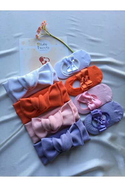 Baby Tweety مجموعة من 8 قطع مصنوعة يدويًا من باندانا وجوارب راقصة الباليه للفتيات الصغيرات