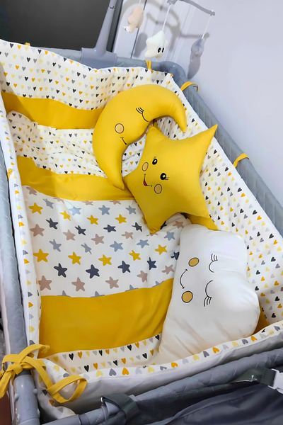 Kista Baby Park Yatak Bebek Uyku Seti Nevresim Takımı 70x110 Damla Sarı