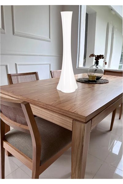 M3DECORİUM Ψηλό 80cm Λευκό Πόδι Ελέφαντα Κωνικό Κεκλιμένο Συρρικνούμενο Ψηλό Γυάλινο Βάζο Φαρδιά Βάση Γωνιακό Τραπέζι Βάζο Τραπεζάκι σαλονιού
