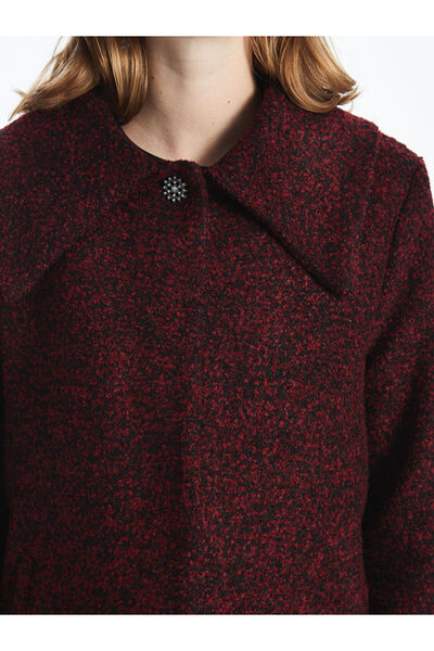 LC Waikiki Burgundy Jacket Collar Women's Cashmere Coat