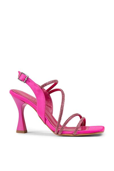 Deery Fuchsia Heeled Women's Stoned Evening Dress Shoes