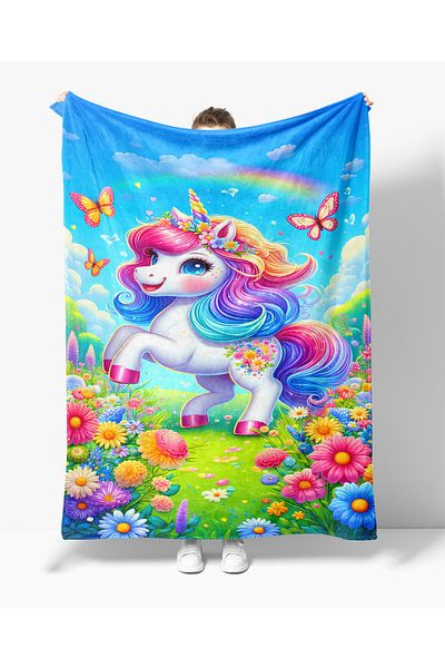 Erays Home Unicorn Pattern Printed Fleece Blanket Tv Blanket Kids Blanket