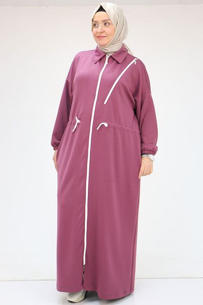 Eslina 46013 Dusty Rose Osyho Ferace Plus Size - Λεπτομέρεια αξεσουάρ με φερμουάρ