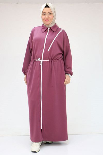 Eslina 46013 Dusty Rose Osyho Ferace Plus Size - Λεπτομέρεια αξεσουάρ με φερμουάρ