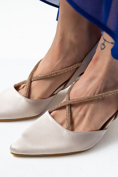 Deery Beige Heeled Women's Shoes