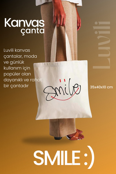 Luvili Bag, Colorful Printed Gusseted Canvas Tote Bag |   Smile Bag