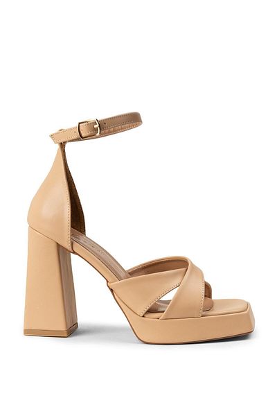 Deery Beige Platform Heeled Women's Evening Dress Shoes