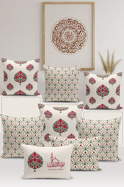 Bertille Home Seria Ramadan - Set de 8 huse de pernă imprimate digital