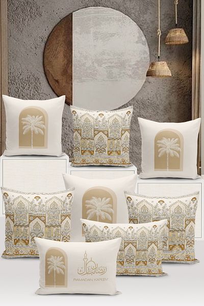Bertille Home Seria Ramadan - Set de 8 huse de pernă imprimate digital