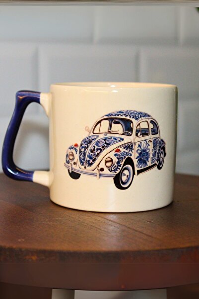 Meturas Decorative Patterned Ceramic Mug, Blue-White, 225 ml (Blue 9)