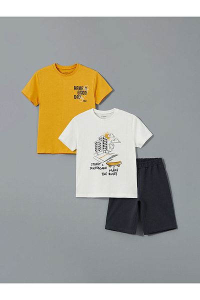 LC Waikiki Crew Neck Printed Boys' Suit 3 Pieces