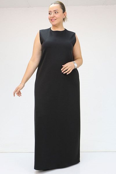 Eslina 42050 Αμάνικο φόρεμα Osyho Plus Size - Μαύρο