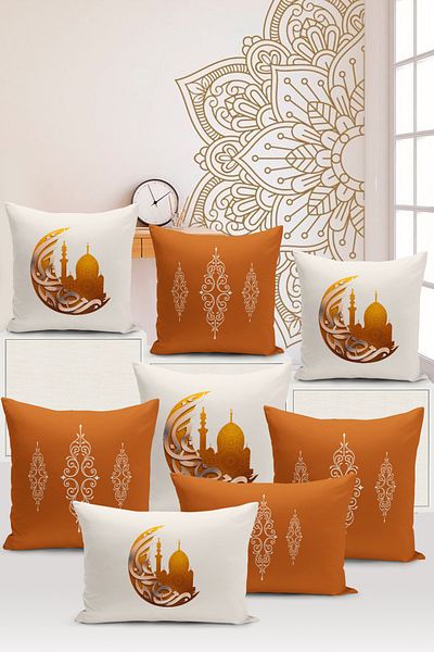 Bertille Home Seria Ramadan - Set de 8 huse de pernă imprimate digital