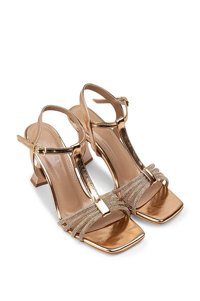 Deery Pantofi de seara de dama cu toc de culoare aurie