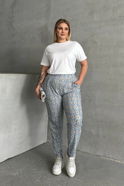 Stil Diva Pantaloni cu buzunare cu model, talie și picior elastic 303490