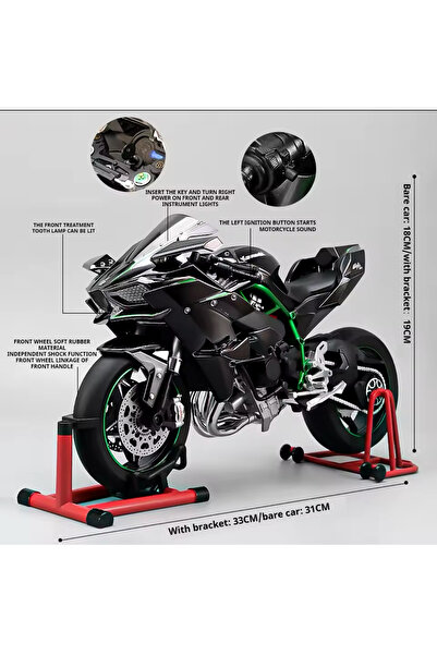CarStore KAWASAKİ H2R 1/6 MOTOR MAKET - İSİKLİ SESLİ BENZİNLİ EGZOZ DUMANLİ (VİDEOYU İZLEYİN)