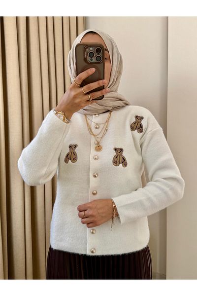 MERİÇ BOUTİQUE Teddy Bear Embroidered Cardigan